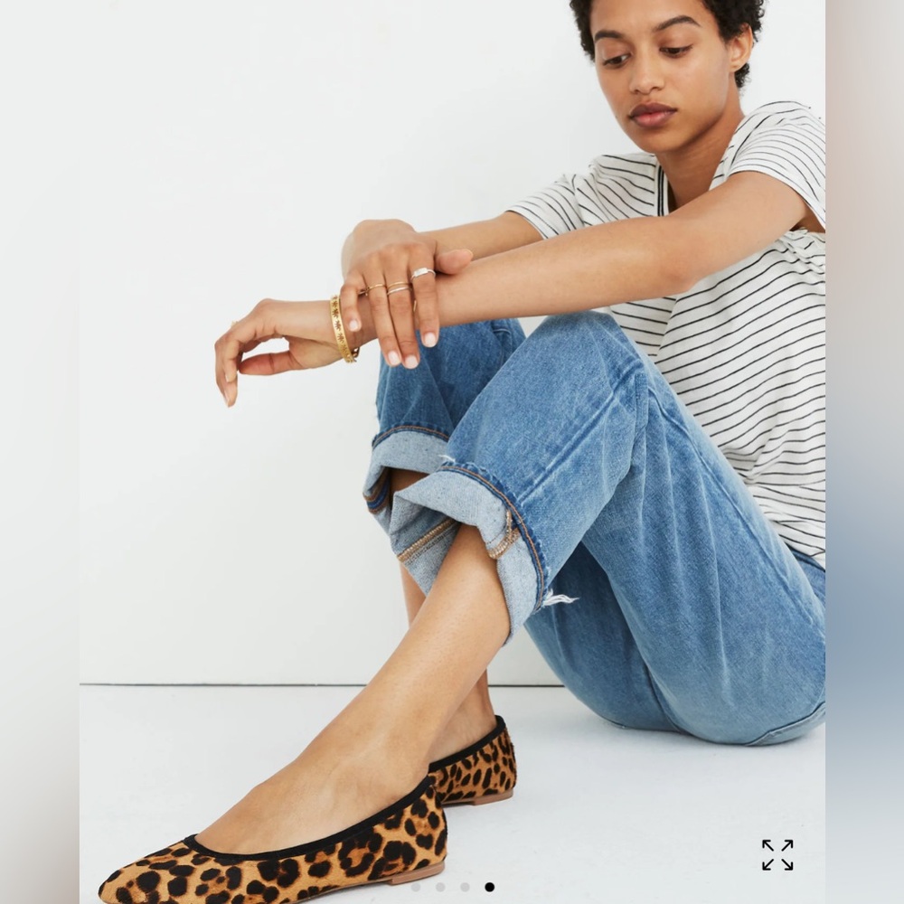 Madewell The Reid Ballet Flat in Leopard Calf Hair Black Brown Tan Cheetah 7.5 - Picture 14 of 14